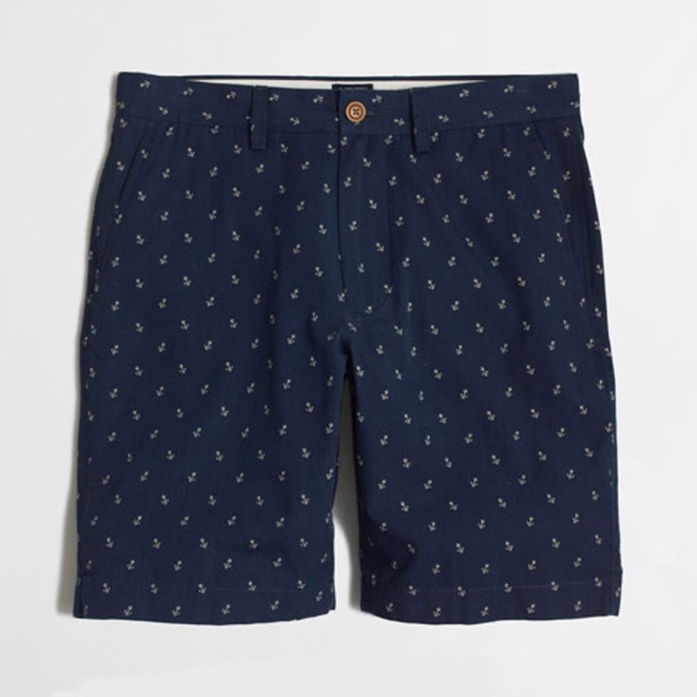 J. Crew Navy Blue Anchor Print Shorts - 36”